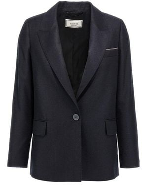 Peserico Lurex Single-Breasted Blazer - Black