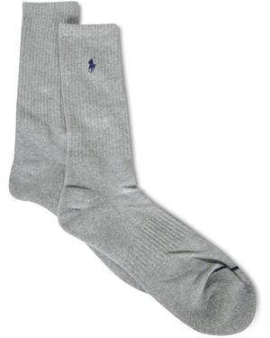 Polo Ralph Lauren Logo Embroidered Three-Pack Socks - Grey