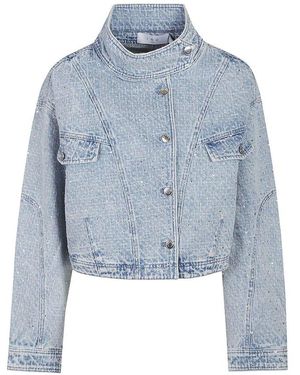 IRO High-Neck Embellished Denim Jacket - Blue