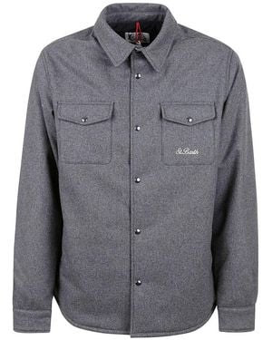 Mc2 Saint Barth Logo Embroidered Snapped Shirt - Grey