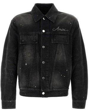 Amiri Bleach Bandana Os Denim Jacket - Black