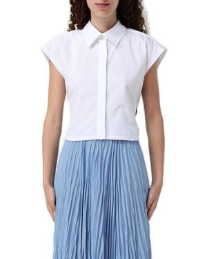 MSGM Sleeveless Cropped Shirt - Blue
