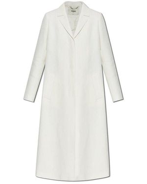 コート FENDI Ivory polyester blend overcoat (FF8994AM3S F1M2A) FENDI Ivory Polyester Blend Overcoat | italist | REVERSIBLE