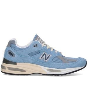 New Balance Logo Patch Lace-Up Sneakers - Blue