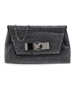 Versace Gianni Ribbon Embellished Clutch Bag - Grey