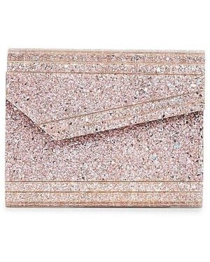 Jimmy Choo Candy Coarse Glitter Clutch Bag - Pink