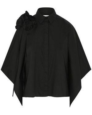 Psophia Floral Detailed Japanese-Sleeved Shirt - Black