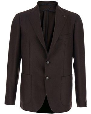 Tagliatore Notched-Lapels Single-Breasted Blazer - Black