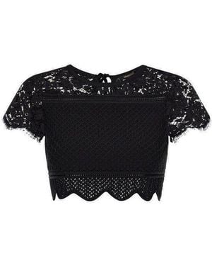 Roberto Cavalli Lace Crop Top - Black
