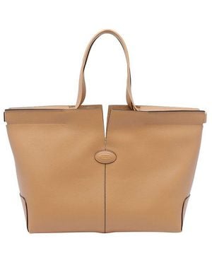 Tod's Logo Debossed Medium Tote Bag - Brown