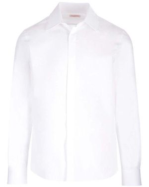 Valentino Curved Hem Long-sleeved Shirt - White