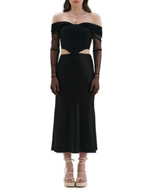 MANURI Gigi Corset Off-Shoulder Top - Black