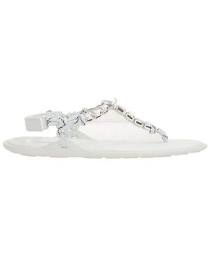 Miu Miu Embellished Thong Sandals - Natural