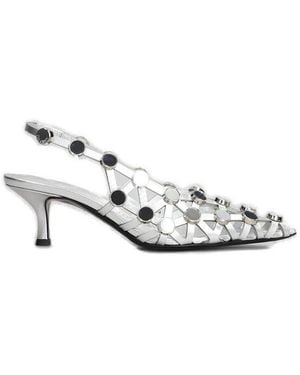 The Attico Grid Slingbacks - White