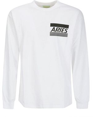 Aries Long-Sleeved Crewneck T-Shirt - White