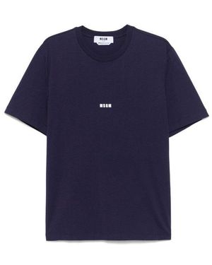 MSGM Volcano Graphic Print Crew Neck T-Shirt in Blue for Men