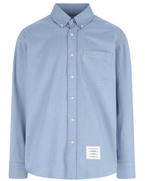Thom Browne Collared Long-Sleeve Shirt - Blue