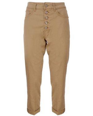 Dondup Logo-patch Cropped Straight-leg Jeans - Natural