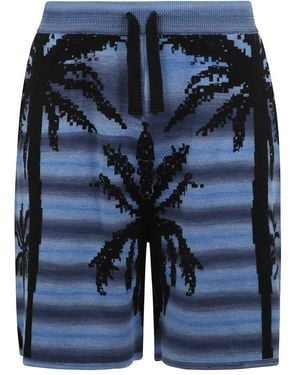 Laneus Tropical Jacquard Pattern Bermuda Shorts - Blue