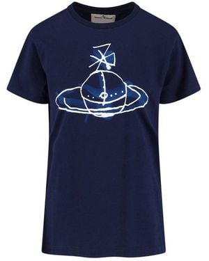 Vivienne Westwood Drawn Orb Peru Crewneck T-Shirt - Blue