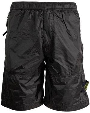 Stone Island Logo Badge Shorts - Black