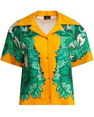 Etro Graphic Printed Short-Sleeved Shirt - Yellow