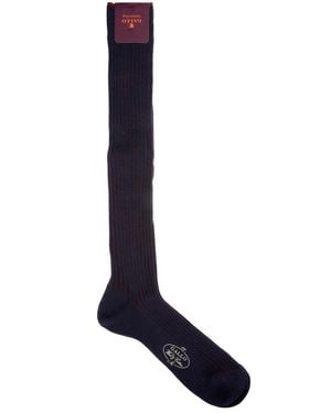 Gallo Ribbed Knee-High Socks - Blue