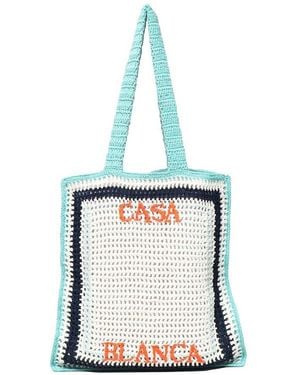 CASABLANCA Stripe Crochet Bag - White