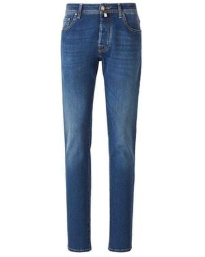 Jacob Cohen Logo Embroidered Slim-Fit Jeans - Blue