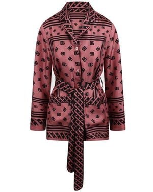Dolce & Gabbana Dolce & Gabbana Pyjama Shirt With Allover Dg Logo Print - Red