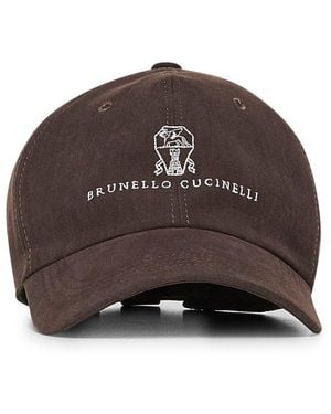 Brunello Cucinelli Logo Embroidered Curved Peak Cap - Brown