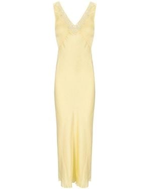 Twinset Lace Paneled Satin Maxi Dress - Metallic