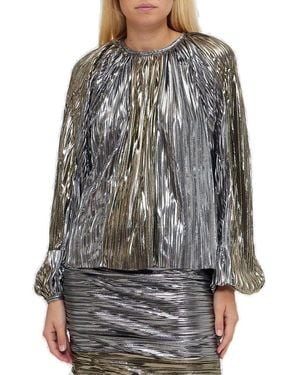 Sabina Musayev Metallic-Effect Pleated Blouse - Black