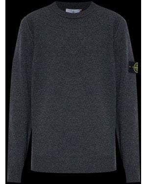 Stone Island Logo Patch Crewneck Sweater - Black