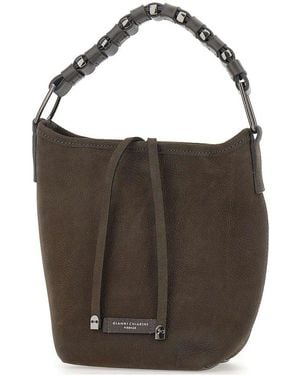 Gianni Chiarini Logo Patch Drawstring Shoulder Bag - Black