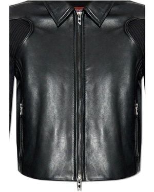 DIESEL L-Totem-P1 Cropped Leather Jacket - Black