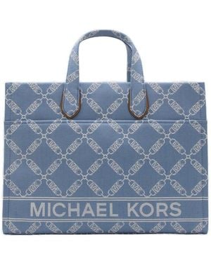 MICHAEL Michael Kors Denim Multicolour Canvas Blauwe Tote Bag - Blue