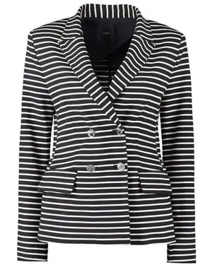 Pinko Double Breasted Horizontal Striped Blazer - Black