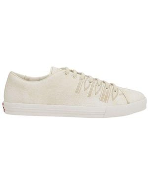 Prada Logo-Embossed Lace-Up Trainers - Natural
