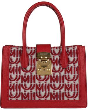 Miu Miu Mini Logo Jacquard Tote Bag - Red