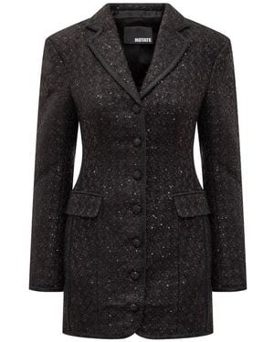 ROTATE BIRGER CHRISTENSEN Buttoned Longline Coat - Black