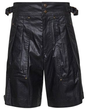 Isabel Marant Waxed Linen Blend Felize Shorts - Black