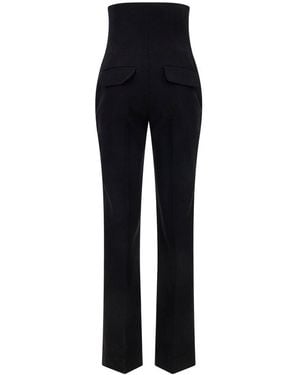 Victoria Beckham Rib High Straight Leg Trousers - Blue