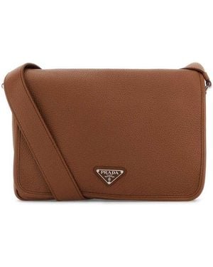 Prada Triangle-Logo Shoulder Bag - Brown