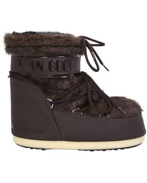 Moon Boot Icon Faux Fur-trim Woven Snow Boots - Black