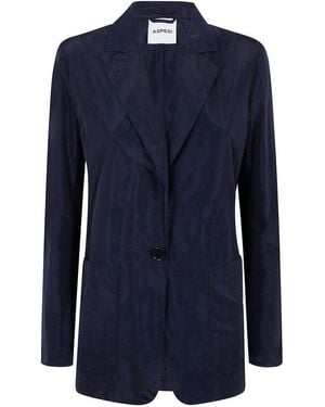 Aspesi Single-Breasted Blazer Jacket - Blue