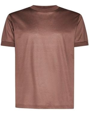 Tagliatore Short Sleeve Crewneck T-Shirt - Brown