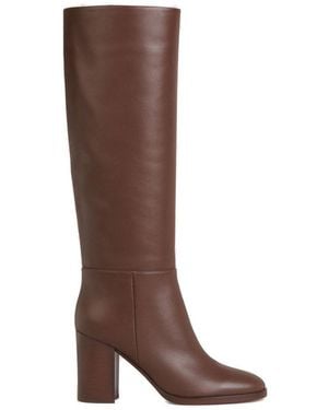 Gianvito Rossi Round Toe Block-Heel Boots - Brown