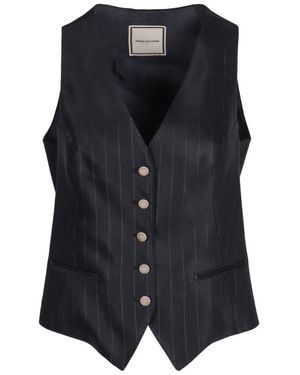 Tagliatore Pinstriped Tailored Gilet - Black