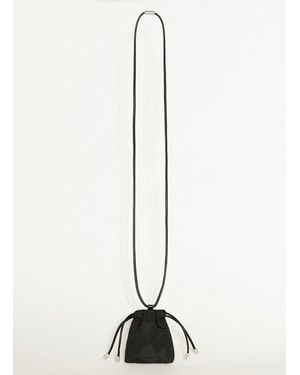 Saint Laurent Logo Lettering Drawstring Airpods Case - White